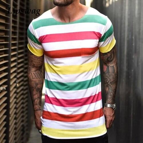 Vintage Striped Printed T-Shirts For Men 2021 Summer Short Sleeve Casual Tee Fashion O-Neck Pullovers Tops Male Clothing Simple