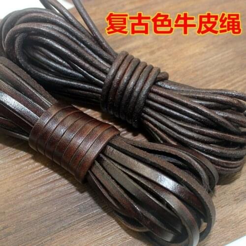 90m/lot Vintage Brown Round Cowhide Rope Cord DIY Material Bracelet Necklace Jewelry Bag Clothing Craft Decoration