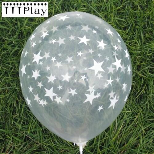 10pcs/lot 12inch Romantic Stars Clear Latex Balloons Inflatable Transparent Balloons Wedding Decoration Birthday Party Supplies