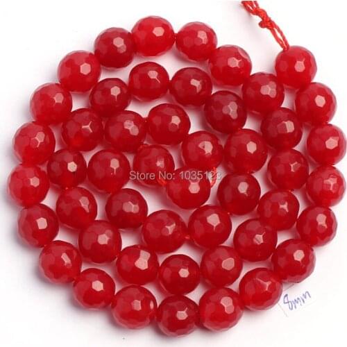 High Quality 8mm Pretty Red Jades Faceted Round Shape DIY Gems Loose Beads Strand 15" Jewelry Making w1664