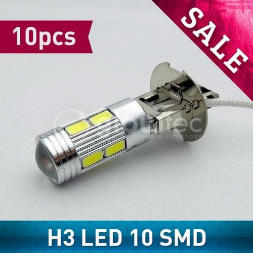 TOP WHOLESALE 10pcs H3 10 SMD 10SMD Bright Car Auto Fog Light Bulb Lamp DC12V GLOWTEC