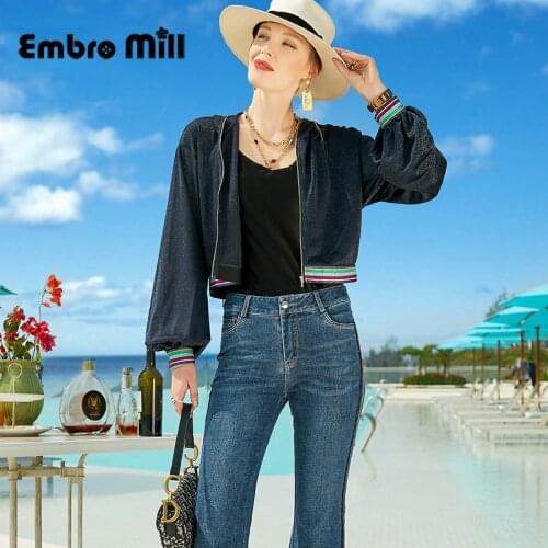 Womens Spring New Young Style Short Fashion Vitality Long-Sleeved Hooded Fine Flash Lady Jacket S-XL