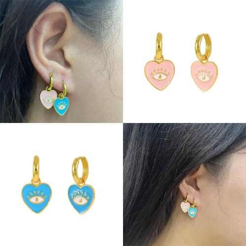 Aide Evil Eye Charms Earrings For Women Drop Oil 925 Sterling Silver Huggie Earrings 2021 Trend Fashion Jewelry Accesorios Aros