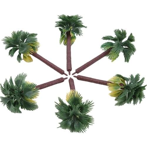 1 Pack Tropical Forest Plastic Palm Tree Diorama Landscape Model Artificial Palm Tree Leaves Home Decoration Photography Props