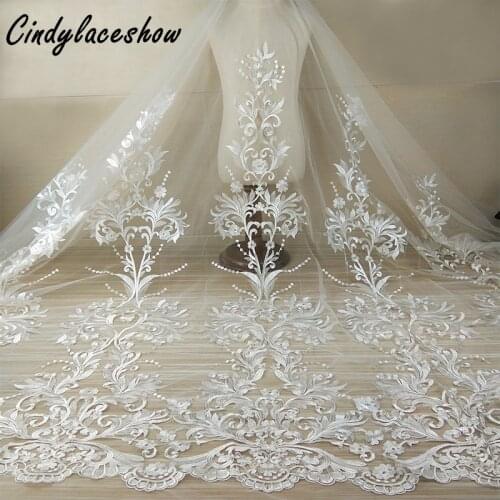 1 Yard 120cm Wide Lace Fabric White DIY Exquisite Lace Embroidery Clothes Wedding Dress Accessories Bridal Gown Sewing Materials