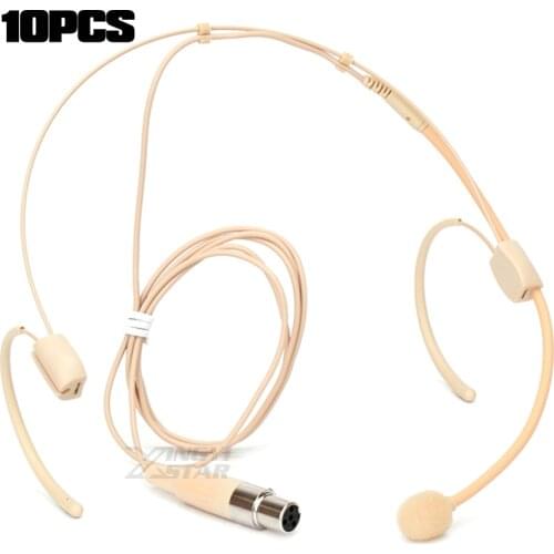10Pcs Mini XLR 4 Pin TA4F Connector Dual Earhook Headset Microphone Headworn Mic For Shure Wireless System SLX1 SLX4 SC1 LX1 AD1