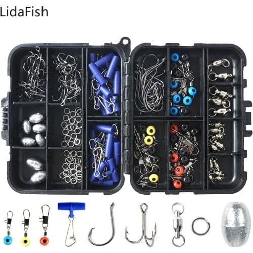 172pcs Fishing Accessories Kit Set Including Circle Hooks Treble Hooks Fishing Swivels Hooks Carp Fishing Tackle Box