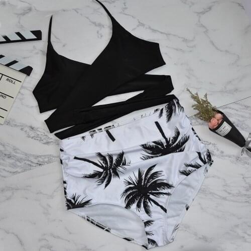 2021 Sexy Womens retro adjustable swimsuit two-piece sling pleated high waist bikini Set Swimwear Female Bathing Suit Bather