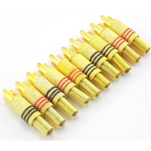 4pcs 10pcs Gold RCA Male Connector plug Connectors for Audio Cable Plug Adapter Video CCTV camera