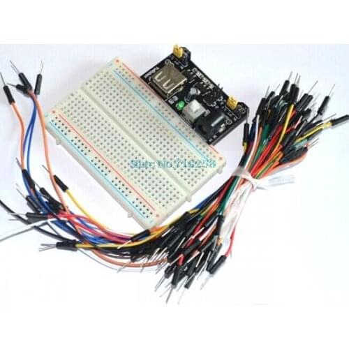 400 Tie-point Solderless PCB Breadboard + 65pcs Jumper Wire Male to Male +Breadboard Power Supply Module