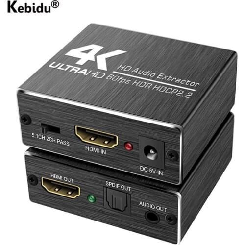 4K HDMI-compatible Audio Splitter 60Hz 5.1 ARC HD-MI 2.0 Audio Extractor HDCP 2.2 HDR10 Audio Converter 4K Optical TOSLINK SPDIF