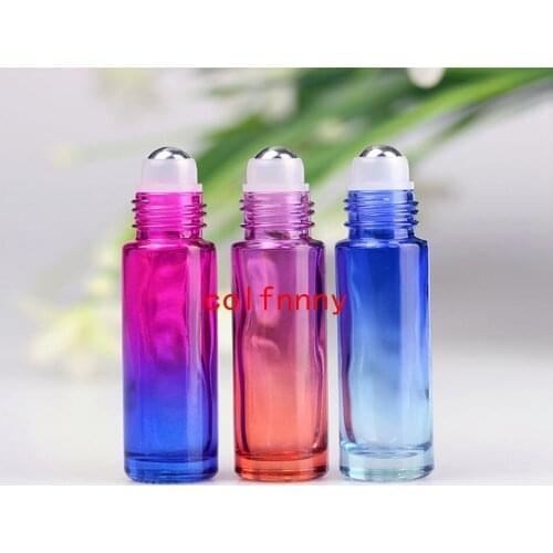 500pcs/lot 10ml Roll on Thick Glass Bottle Stainless Steel Roller Ball Essential Oils Perfume Bottle with Metal Ball and Plastic