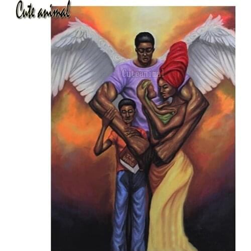 5D Diamond Painting Mosaic Full Square Drill African Family Wall Sticker Diamond Embroidery Angel Wings Cross Stitch Home Decor