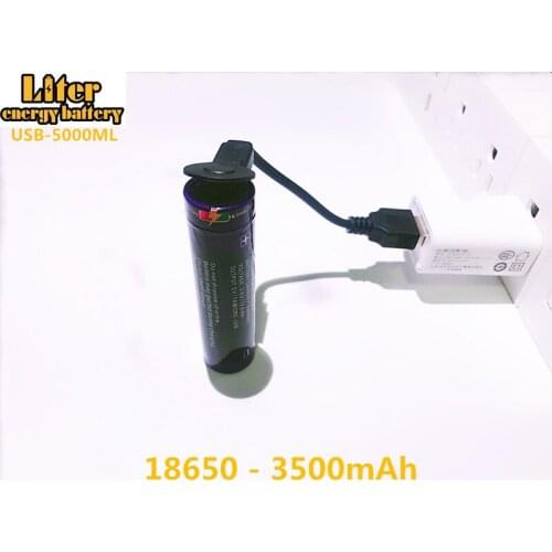 6PCS Liter energy battery USB 18650 3500mAh 3.7V Li-ion Rechargebale battery USB 5000ML Li-ion battery + USB wire