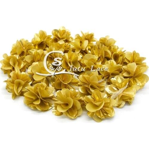 60 pcs/lot , 2.5 '' shabby glitter petal chiffon flower , shabby shiny flower for headband hair apperal accessories