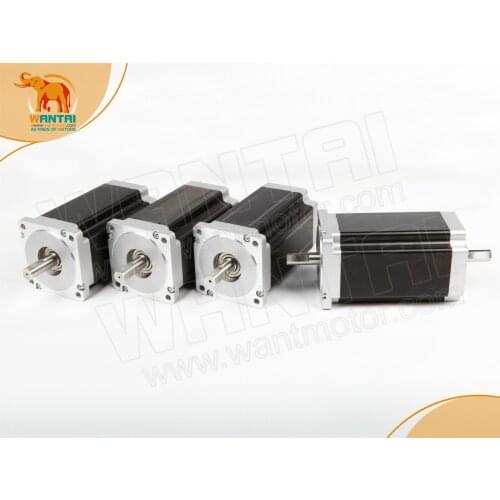 Free Ship) 4PCS CNC Nema 34 Dual Shaft Wantai stepper motor 1600OZ,3.5A,4-Leads 85BYGH450C-012B