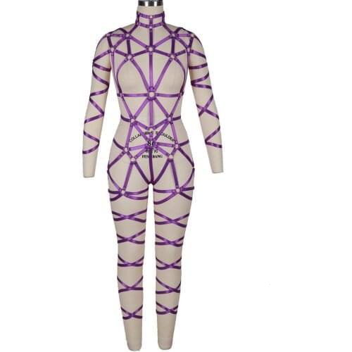 Full Body Bondage Sexy Lingerie Sets Harness Bra Punk Gothic Leg Garter Belts Elastic Suspenders Dance Party Rave Women Exotic