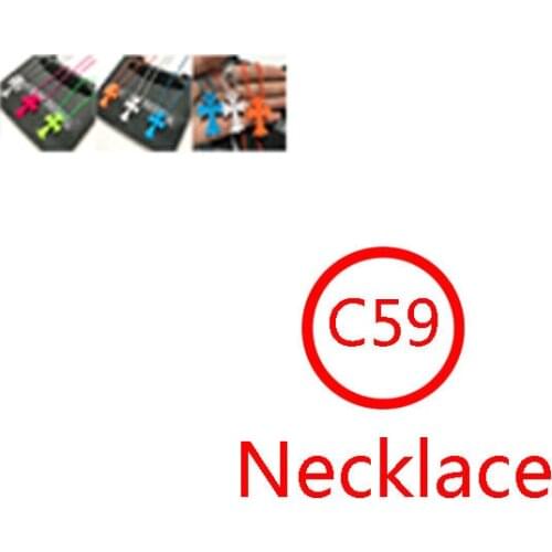 C59 Necklace cross transparent white pink green blue orange not inlaid net red hip hop fashion sweater chain retro jewelry
