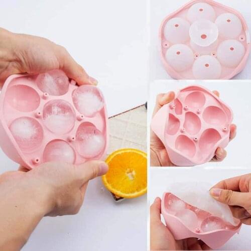 1pcs Ice Ball Maker Large Sphere Mold Silicone 1.6in Ice Cube Trays for Whisky 7-hole Ice Ball Mold Sphere Round Mould Dropship