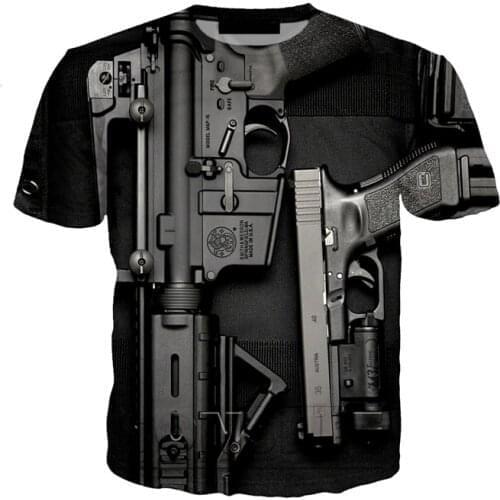 New Summer 3D Gun T Shirts Funny 3d Printed Streetwear Beretta Gun tshirt Fashion Casual Short Sleeve Punk Gun 3d T-shirts