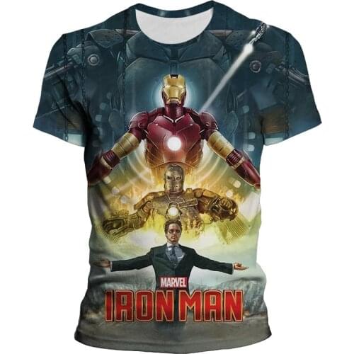 Tshirts Men T Shirt Summer Short Sleeve Cool Womens Clothing Casual Marvel 3D Printed Iron Man Harajuku Children Tee Tops