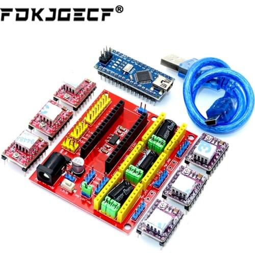 CNC Shield V4 Engraving machine 3D Printer + Nano 3.0 with USB cable+3pcs A4988 / DRV8825 Reprap Stepper Drivers Set For Arduino