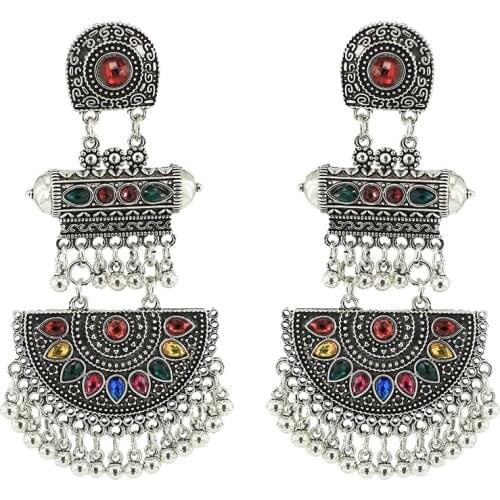 Bollywood Jewellery Indian Jhumka Jhumki Earrings for Women Ethnic Bridal Wedding Gold Plated Kundan Long Tassel Drop Earring