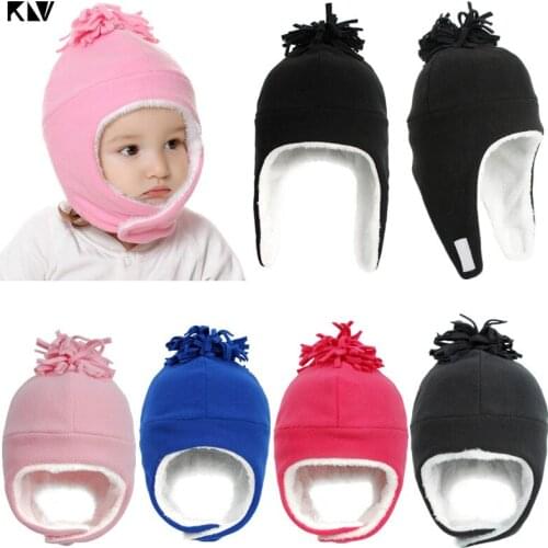 KLV Baby Winter Hat Infant Boys Girls Kids Warm Cap Toddler Newborn Fleece Lined Windproof Earflap Pilot Hat Baby Bonnet