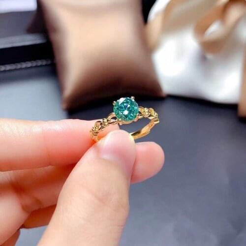 2020 new crackling green moissanite ring for women jewelry engagement ring for wedding 925 silver ring birthday gift gold plated