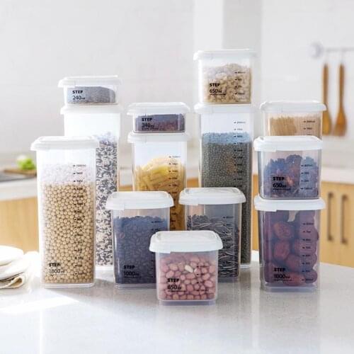 240-2200ML Kitchen Organizer Cereal Box Large Capacity Air-Tight Food Storage Container Kitchen Storage Pot for Dry Grain Sugar