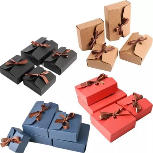 10pcs Kraft Paper Baking Cookies Candy Box Packaging Merry Christmas Gift Packaging Box Birthday Weeding Deco Box