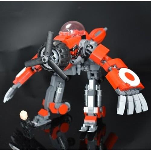 MOC Bricks Combat Aircraft Mecha Model Small Particle Building Blocks Educational Toy Set For Kids Gifts