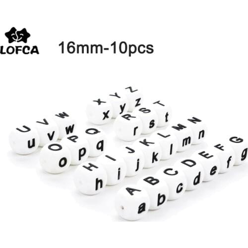 LOFCA 10pcs Silicone Beads Food Grade Letter Baby Teethers Beads BPA-Free Loose Chewing Alphabet Bead For Personalized Name DIY