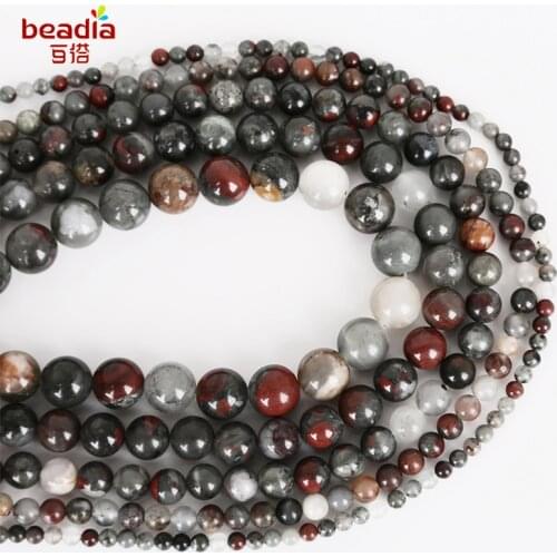 Best Sale Natural African Blood Stone Beads Diameter 4/6/8/10/12mm Aperture 1mm 38cm/bag color DIY Jewelry Production