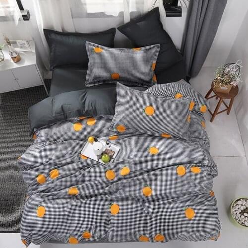 Fashion Orange Plaid Comforter Bedding Set Modern Black Double Sided King Queen Full Single Size Duvet Cover Sheet Pillowcase