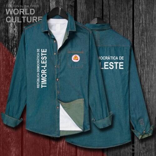 East Timor TMP Timor Leste Tetum East Timorese TL Men Autumn Cotton Turn-down Jeans Shirt Long Sleeve Cowboy Coat Clothes New 20