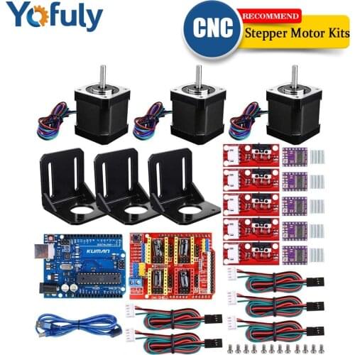 4-lead Nema17 Stepper Motor 42 motor+4pcs A4988 driver expansion board UNO R3+cnc shield v3 engraving machine 3D Printer CNC Kit