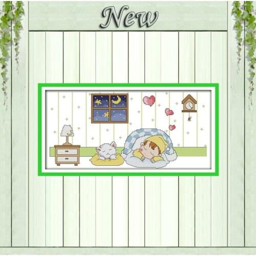 Missing you tonight baby cat decor painting counted printed on fabric DMC 14CT 11CT Cross Stitch Needlework kits Embroidery Sets