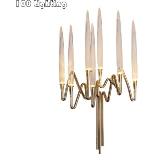 Nordic LED Wall Lights 7 Clear Glass Parlor Foyer Bedroom Sconce Lighting Fixtures Gold Home Art Decoration Candle Shape