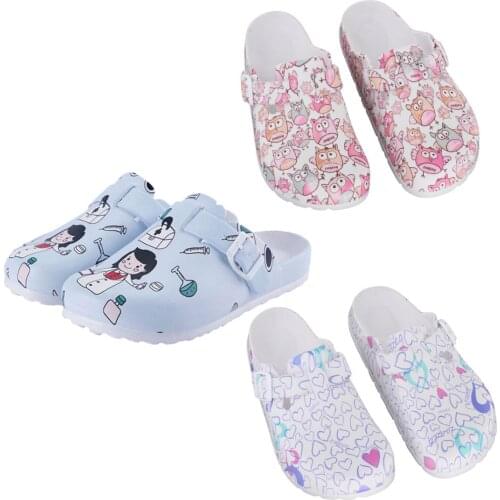 Patterned Nursing Shoes for Women Garden Shoes Waterproof Platform Slippers Sandals Nurse Clogs Slip Resistant Work Chef Shoes