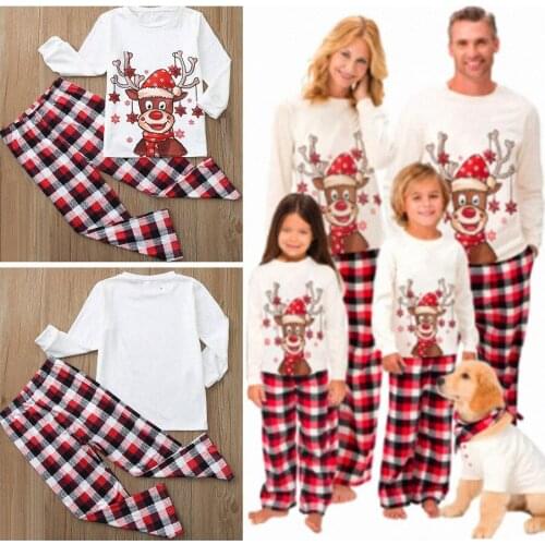 Father Mother Children Matching Sleepwear Christmas Family Pajamas Xmas Mommy and Me Clothes Outfits Tops+Pants Plaid