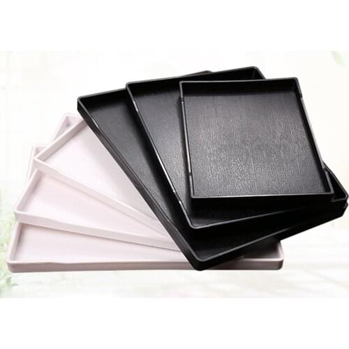 Wood Grain Tea Table Tray Coffee Snack Food Meal Storage Plate Chinese Tea Serving Tray Traditional Plastic Dish Rectangle Tray