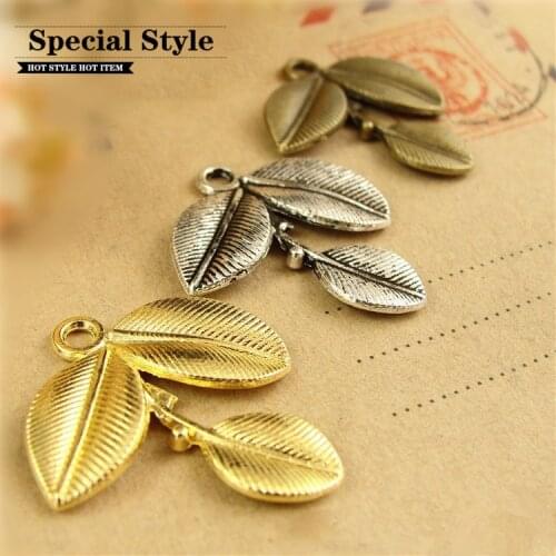 Leaf/leaves shape Pendants gold antique Silver bronze alloy Vintage Charms Necklace diy Jewelry making Accessories 100pcs 5831A
