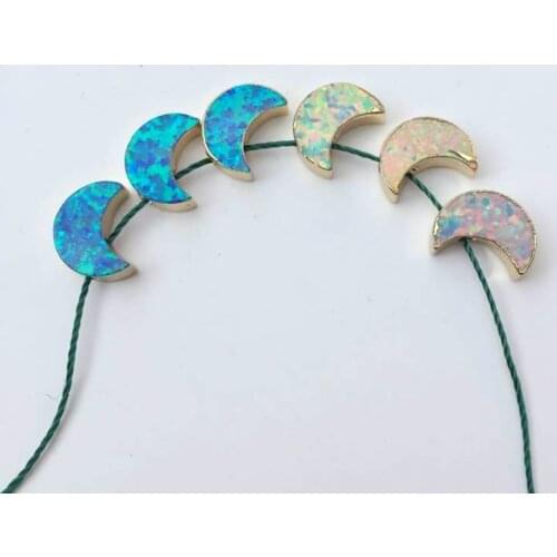 2019 fashion Man-made opal stone crescent moon shape charms pendants for DIY jewelry making Wholesale 5pcs free shipping
