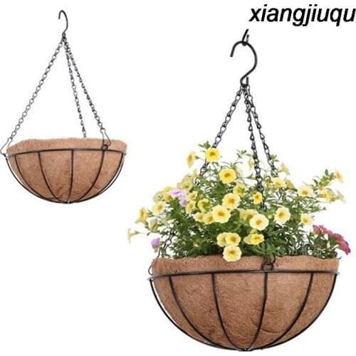 Coir Hanging Basket Flower Pot Wrought Iron Coconut Palm Balcony Hanging Basket Hanging Plant Flower Pot Garden Decoration
