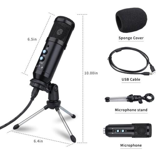 Professional USB Condenser Computer Microphone Home Studio Recording Mic Set with Tripod Stand For PC Laptop