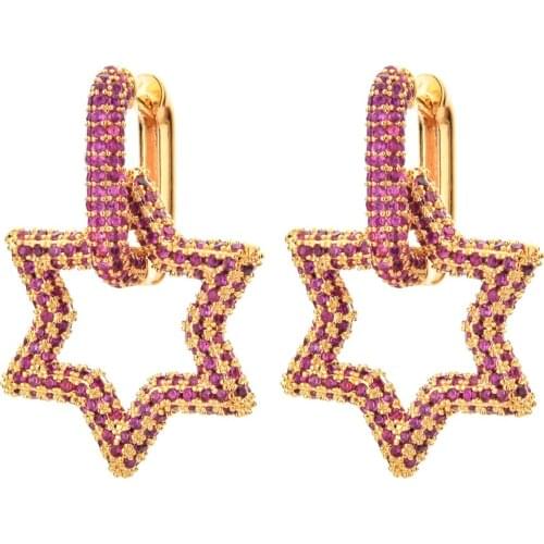 2021 new fashion temperament full diamond five pointed star multi color Zircon Earrings women / Girls wedding party gifts