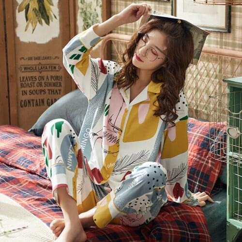 Cute Cartoon Pijama New Cotton Ladies Underwear Suit M-4XL Plus Size Womens Pajamas Set Fashion Casual Homewear Loungewear