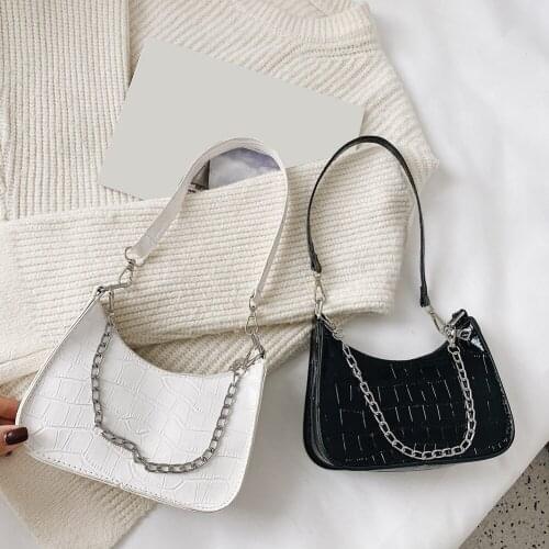 Fashion Retro Alligator Pattern Women Handbag PU Leather Casual Totes Shoulder Bags Female Elegant Solid Color Chain Totes