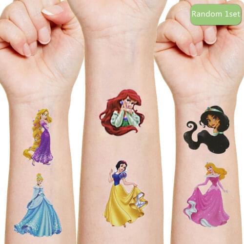 Disney Princess Tattoo Sticker Childrens Birthday Party Decoration Mermaid Sticker Action Figure Sticker Cartoon Kids Gift